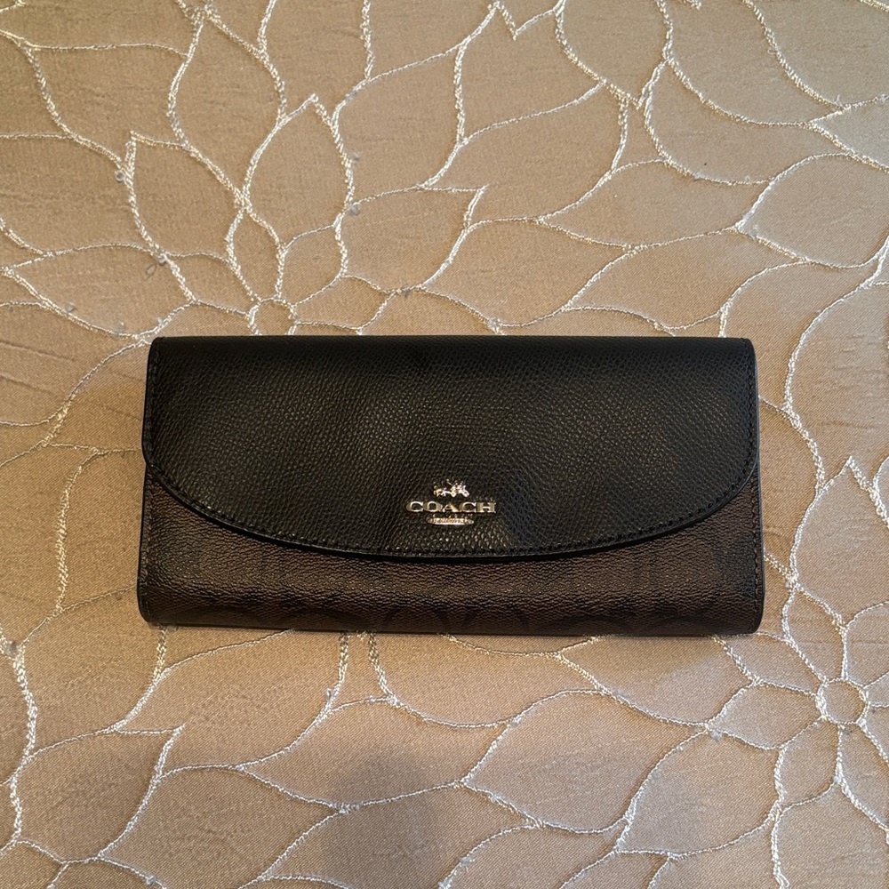 Coach Signature Black and Brown Wallet